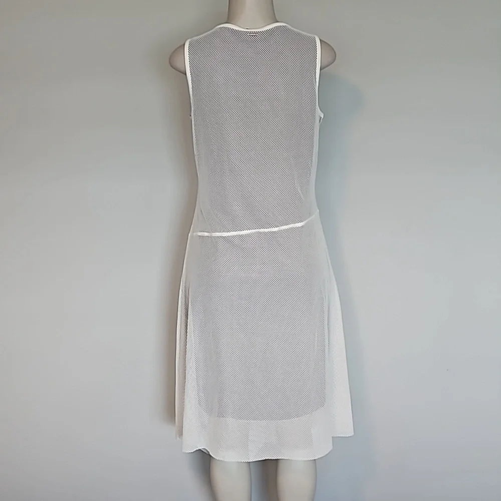 DKNY white mesh asymmetrical dress with black lining-M - Picture 3 of 8
